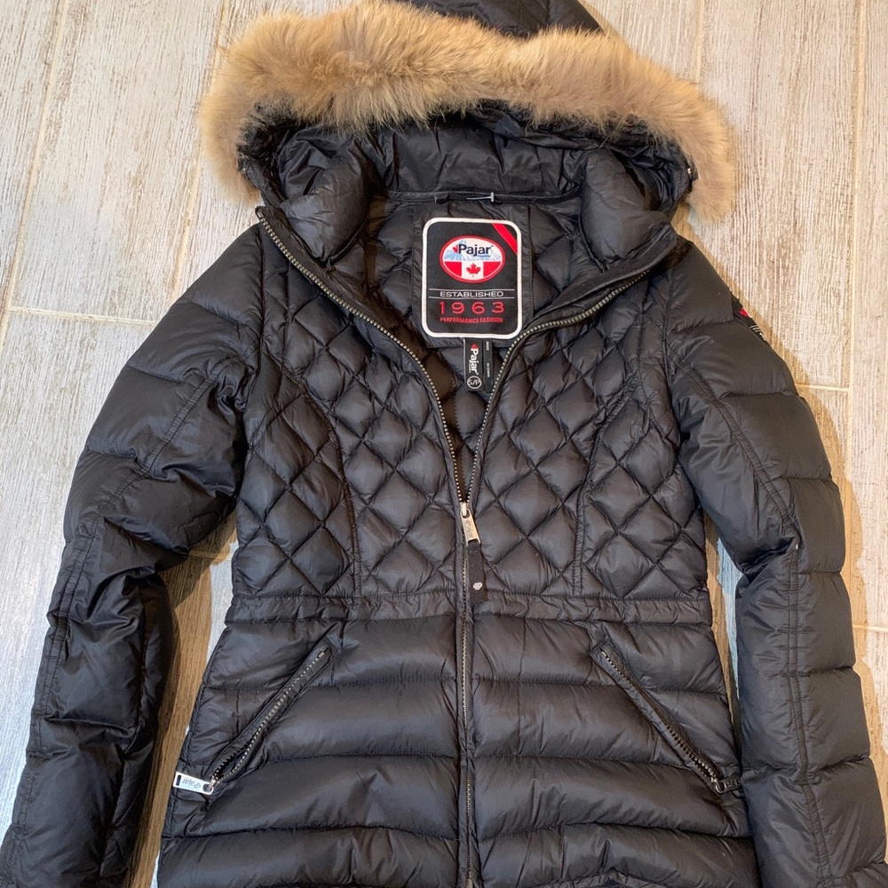 Pajar Canada Womens S/P Down Puffer Jacket Quilted Faux Fur Hood Coat
